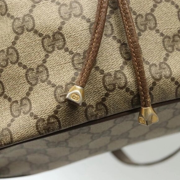 GUCCI GG Supreme Web Sherry Line Bag PVC Beige Gold 72 02 034 Auth 140637 - Picture 12 of 16